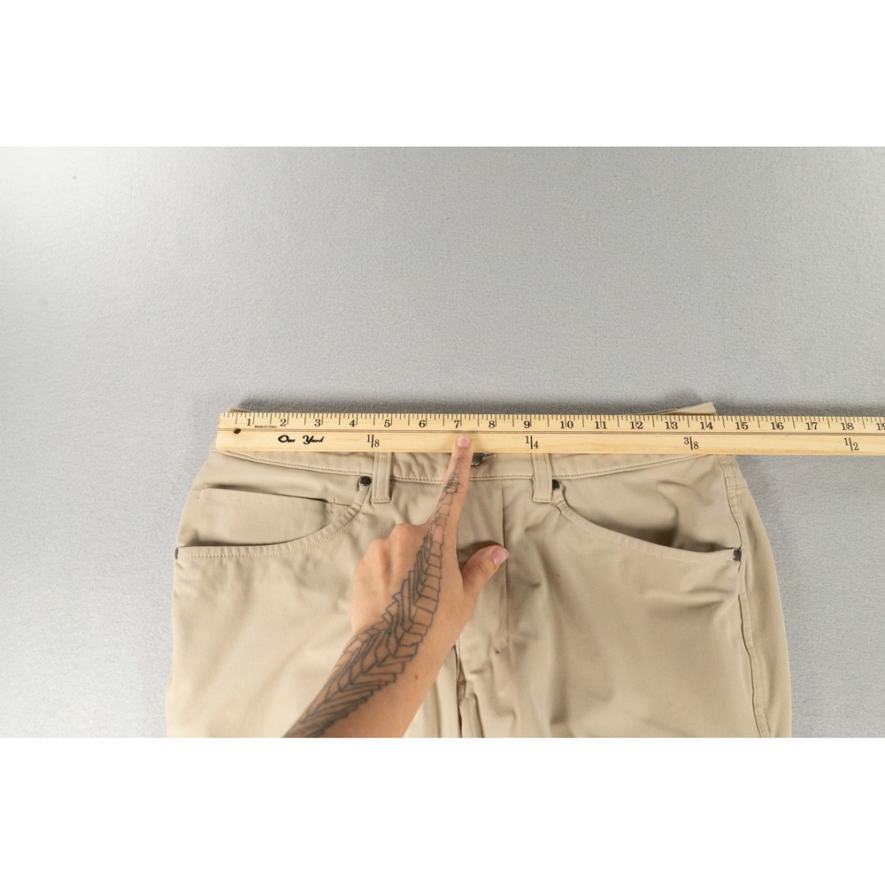 Lululemon ABC Slim Fit Pants Tan Khaki Warpstreme 5 Pocket Trousers Mens 28x30 - Picture 4 of 11